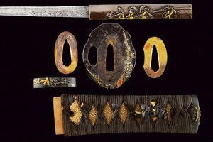 Sunobe tanto con bella koshirae, mei: Naganori  - Asta Rare Armi Antiche e Militaria da Tutto il Mondo - Associazione Nazionale - Case d'Asta italiane