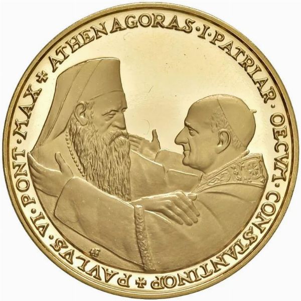 VATICANO. MEDAGLIA ORO 1964 CHE COMMEMORA L’INCONTRO TRA PAPA PAOLO VI E ATENAGORA  - Asta AUREA - Associazione Nazionale - Case d'Asta italiane