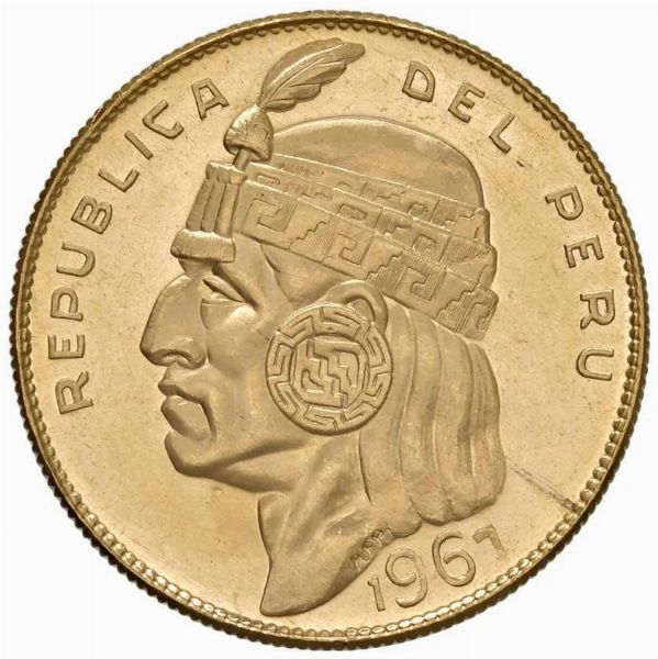 PERÙ. 50 SOLES 1967 “GOLD INCA”  - Asta AUREA - Associazione Nazionale - Case d'Asta italiane