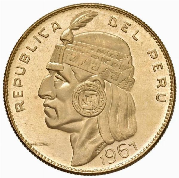 PERÙ. 50 SOLES 1967 “GOLD INCA”  - Asta AUREA - Associazione Nazionale - Case d'Asta italiane