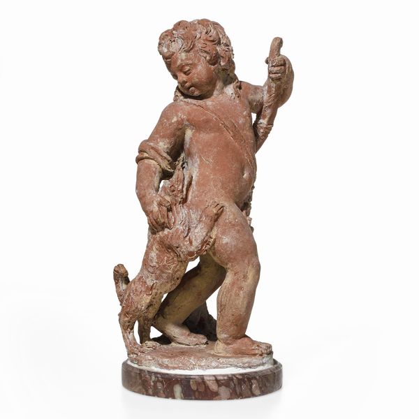 Arte italiana del XVIII-XIX secolo Bozzetto raffigurante Cupido che gioca con cane. Allegoria della fedelt in amore  - Asta Scultura e Oggetti d'Arte - Associazione Nazionale - Case d'Asta italiane