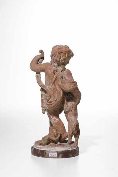 Arte italiana del XVIII-XIX secolo Bozzetto raffigurante Cupido che gioca con cane. Allegoria della fedelt in amore  - Asta Scultura e Oggetti d'Arte - Associazione Nazionale - Case d'Asta italiane