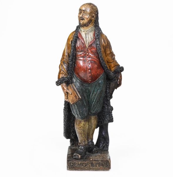 Democrito in terracotta dipinta. Germania, fine del XVIII secolo  - Asta Scultura e Oggetti d'Arte - Associazione Nazionale - Case d'Asta italiane