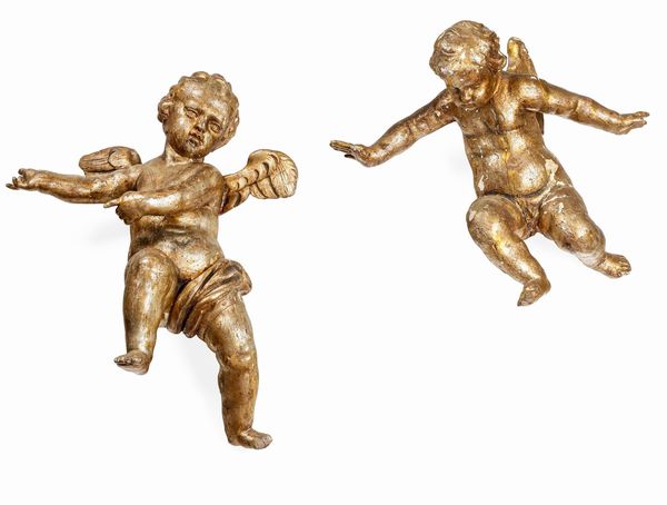 Scultore barocco del XVII-XVIII secolo Coppia di putti  - Asta Scultura e Oggetti d'Arte - Associazione Nazionale - Case d'Asta italiane