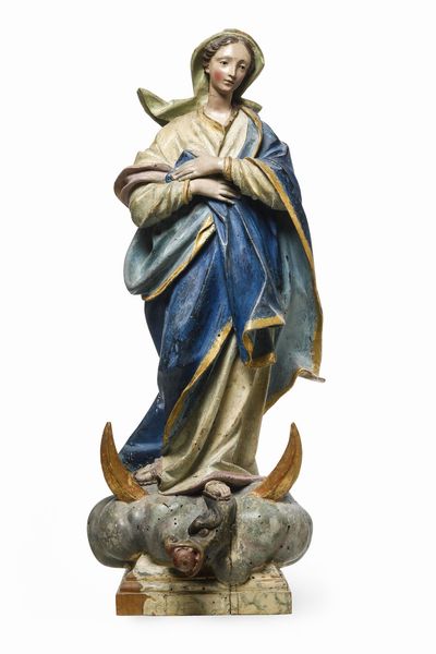 Arte barocca genovese del XVIII secolo Madonna assunta  - Asta Scultura e Oggetti d'Arte - Associazione Nazionale - Case d'Asta italiane