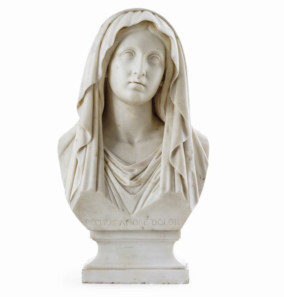 Luigi Bienaimè : Roma, 1865 Madonna velata  - Asta Scultura e Oggetti d'Arte - Associazione Nazionale - Case d'Asta italiane