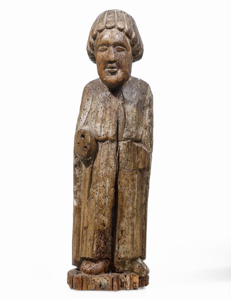 Scultore d'oltralpe, possibile arte medievale del XIII-XIV secolo Santo diacono  - Asta Scultura e Oggetti d'Arte - Associazione Nazionale - Case d'Asta italiane