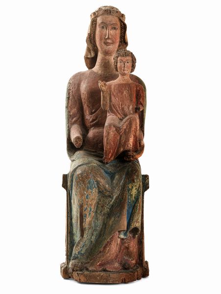 Scuola Umbra Abruzzese del XIV secolo Rara Madonna in trono con Bambino  - Asta Scultura e Oggetti d'Arte - Associazione Nazionale - Case d'Asta italiane