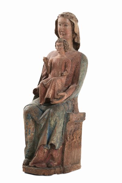 Scuola Umbra Abruzzese del XIV secolo Rara Madonna in trono con Bambino  - Asta Scultura e Oggetti d'Arte - Associazione Nazionale - Case d'Asta italiane