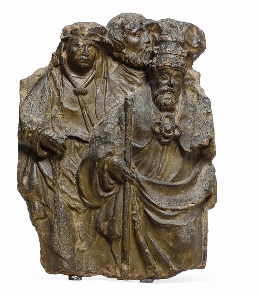 Rilievo raffigurante tre religiosi. Francia XIV-XV secolo  - Asta Scultura e Oggetti d'Arte - Associazione Nazionale - Case d'Asta italiane