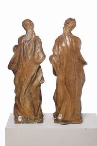 Arte barocca lombarda o veneta, XVII-XVIII secolo Coppia di figure allegoriche  - Asta Scultura e Oggetti d'Arte - Associazione Nazionale - Case d'Asta italiane