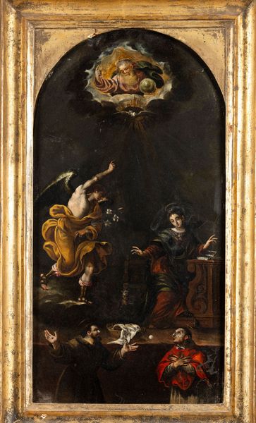 Scuola veronese del XVII secolo Annunciazione con i santi Francesco e Carlo Borromeo  - Asta Dipinti Antichi - Associazione Nazionale - Case d'Asta italiane