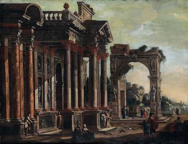 Giovanni Ghisolfi : Capriccio con architetture classiche e figure  - Asta Dipinti Antichi - Associazione Nazionale - Case d'Asta italiane