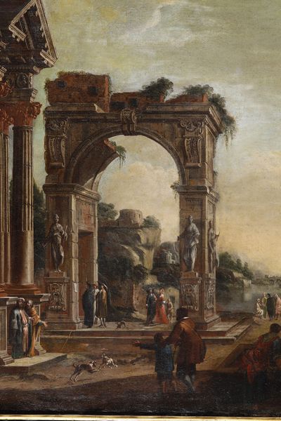 Giovanni Ghisolfi : Capriccio con architetture classiche e figure  - Asta Dipinti Antichi - Associazione Nazionale - Case d'Asta italiane