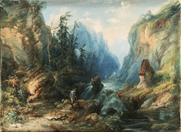 Enrico Robecchi : Paesaggio con fiume e montagne  - Asta Dipinti Antichi - Associazione Nazionale - Case d'Asta italiane