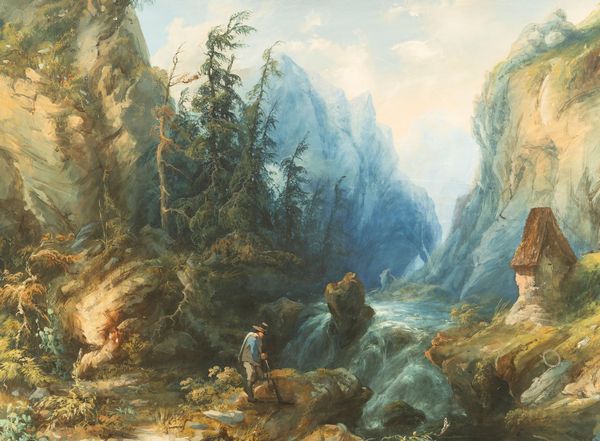 Enrico Robecchi : Paesaggio con fiume e montagne  - Asta Dipinti Antichi - Associazione Nazionale - Case d'Asta italiane