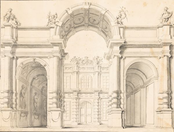 Scuola del XVIII secolo Prospetto architettonico  - Asta Dipinti Antichi - Associazione Nazionale - Case d'Asta italiane