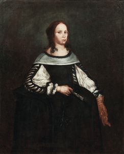 Giovanni Bernardo Carbone - Ritratto di gentildonna con ventaglio