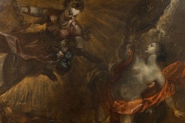 Jacopo Robusti detto Tintoretto (1519 Venezia-1594 Venezia) e aiuti La Virt che fustiga il Vizio  - Asta Old Masters - Associazione Nazionale - Case d'Asta italiane