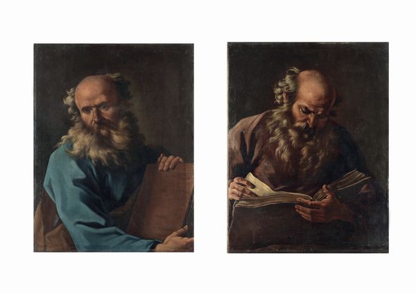 Scuola della fine del XVII secolo Ritratti di Evangelisti o Filosofi  - Asta Old Masters - Associazione Nazionale - Case d'Asta italiane