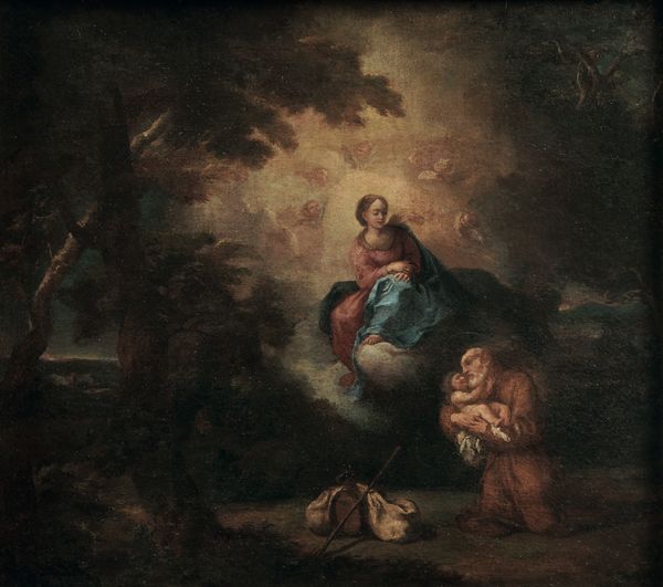 Carlo Antonio Tavella : Apparizione della Vergine con il Bambino a un santo francescano  - Asta Old Masters - Associazione Nazionale - Case d'Asta italiane