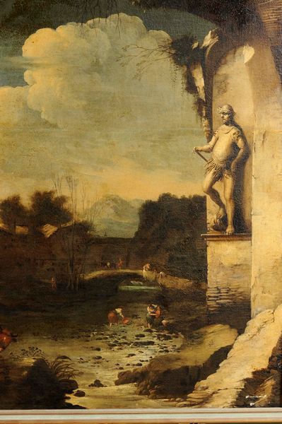 Antonio Travi detto il Sestri : Paesaggio con rovine e figure  - Asta Old Masters - Associazione Nazionale - Case d'Asta italiane