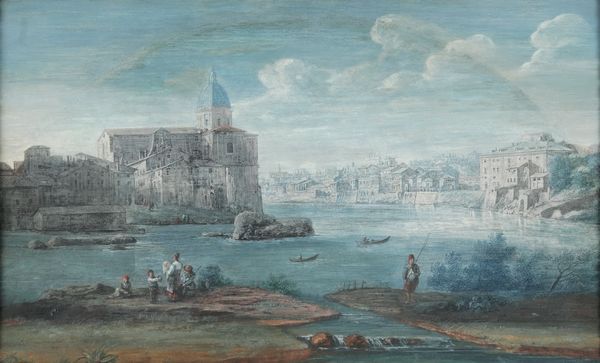 Hendrick Frans Van Lint : Veduta del Tevere a San Giovanni dei Fiorentini  - Asta Old Masters - Associazione Nazionale - Case d'Asta italiane