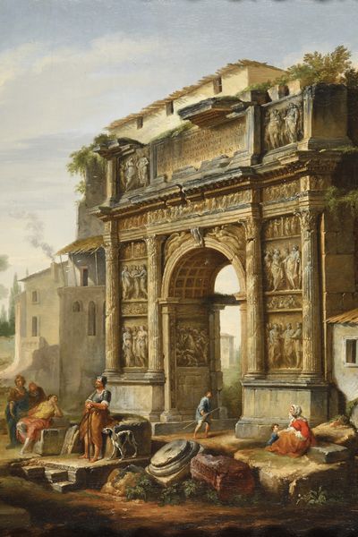 Giovanni Paolo Panini : Capriccio con rovine romane e figure di contadini  - Asta Old Masters - Associazione Nazionale - Case d'Asta italiane