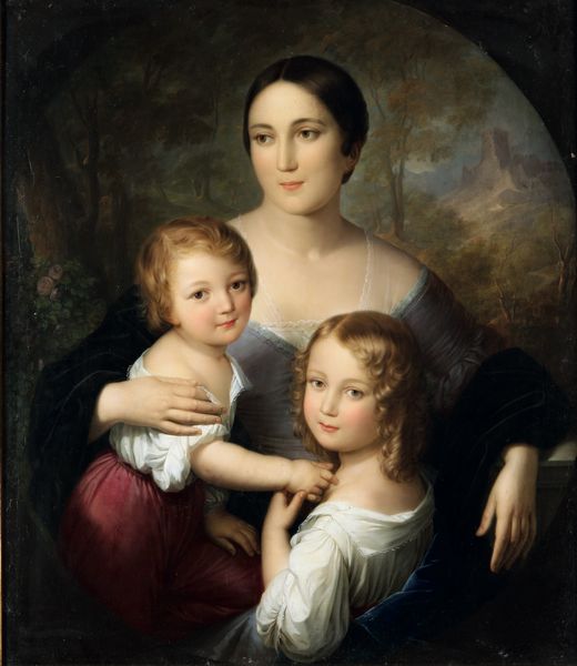 Natale Schiavoni<br>Felice Schiavoni : Ritratto della Marchesa Carcano con i figli  - Asta Old Masters - Associazione Nazionale - Case d'Asta italiane