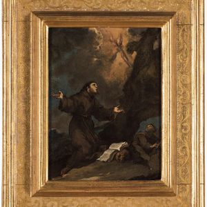 Valerio Castello : San Francesco riceve le stigmate<BR>Santa Chiara in adorazione del Santissimo Sacramento  - Asta Old Masters - Associazione Nazionale - Case d'Asta italiane