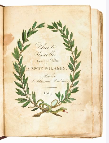 [ BOTANICA / ERBARIO ]  ROQUES  Joseph : Plantes usuelles, indigènes et exotiques. Tome premier (-seconde). A Paris: chez l'Auteur [...] et chez Madame veuve Hocquart, 1807.  - Asta Libri Rari & Manoscritti del XVI Secolo - Associazione Nazionale - Case d'Asta italiane