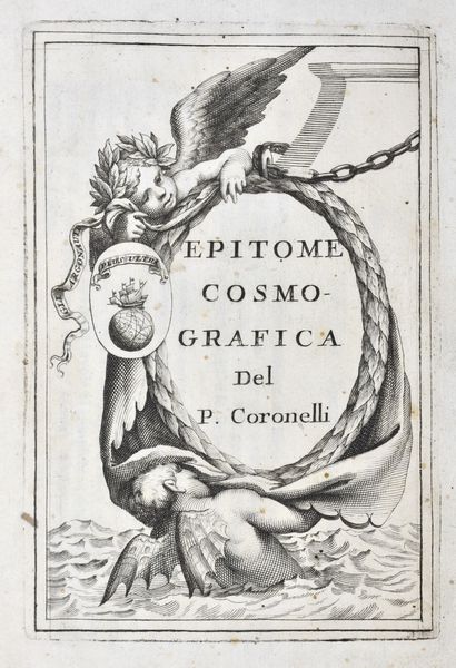 Coronelli, Vincenzo: EPITOME COSMOGRAFICA, O COMPENDIOSA INTRODUTTIONE ALL'ASTRONOMIA, GEOGRAFIA, & IDROGRAFIA, PER L'USO, DILUCIDATIONE, E FABBRICA DELLE SFERE, GLOBI, PLANISFERJ, ASTROLABJ, E TAVOLE GEOGRAFICHE, E PARTICOLARMENTE DEGLI STAMPATI, E SPIEGATI NELLE PUBLICHE LETTIONI … Colonia [i.e. Venezia], 1693, ad istanza di Andrea Poletti in Venetia.  - Asta Libri Rari & Manoscritti del XVI Secolo - Associazione Nazionale - Case d'Asta italiane