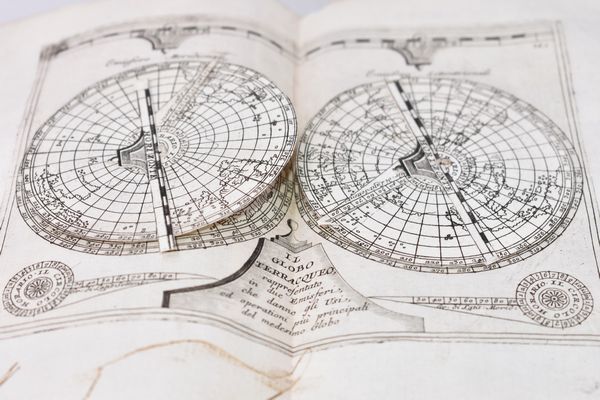 Coronelli, Vincenzo: EPITOME COSMOGRAFICA, O COMPENDIOSA INTRODUTTIONE ALL'ASTRONOMIA, GEOGRAFIA, & IDROGRAFIA, PER L'USO, DILUCIDATIONE, E FABBRICA DELLE SFERE, GLOBI, PLANISFERJ, ASTROLABJ, E TAVOLE GEOGRAFICHE, E PARTICOLARMENTE DEGLI STAMPATI, E SPIEGATI NELLE PUBLICHE LETTIONI … Colonia [i.e. Venezia], 1693, ad istanza di Andrea Poletti in Venetia.  - Asta Libri Rari & Manoscritti del XVI Secolo - Associazione Nazionale - Case d'Asta italiane