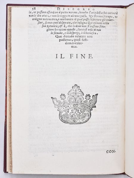 Galilei, Galileo / Colombe, Ludovico delle / Grazia, Vincenzo di DISCORSO APOLOGETICO DI LODOUICO DELLE COLOMBE, D'INTORNO AL DISCORSO DEL S. GALILEO GALILEI, CIRCA LE COSE, CHE STANNO SÙ L'ACQUA, Ò CHE IN QUELLA SI MUOUONO; SÌ COME D'INTORNO ALL'AGGIUNTE FATTE DAL MEDESIMO GALILEO NELLA SECONDA IMPRESSIONE. In Bologna, 1655, per gli HH. del Dozza.  - Asta Libri Rari & Manoscritti del XVI Secolo - Associazione Nazionale - Case d'Asta italiane