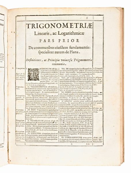 [Geometria/Matematica] Cavalieri Bonaventura :  “ Trigonometria plana, et spherica, linearis, & logarithmica.”  Editore:   Bononiae, Typ. haeredis Victorij Benatij, 1643., Bologna, 1643  - Asta Libri Rari & Manoscritti del XVI Secolo - Associazione Nazionale - Case d'Asta italiane