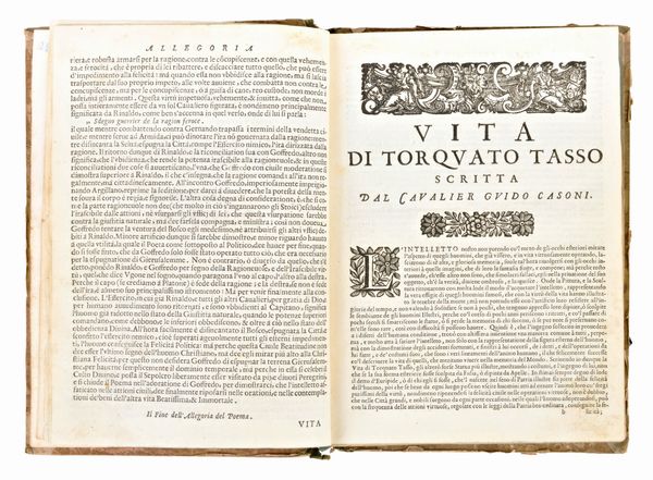 Tasso, Torquato : La Gerusalemme liberata... adornata con bellissime figure a ciascun canto. In Venetia, si uende all'insegna della Sapienza, 1673  - Asta Libri Rari & Manoscritti del XVI Secolo - Associazione Nazionale - Case d'Asta italiane