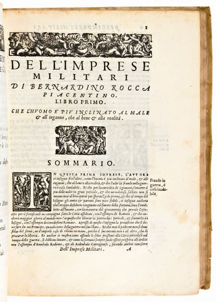 [Storia/Militaria] Rocca, Bernardino: Imprese, stratagemi, et errori militari. In Vinegia, Gabriel Giolito de' Ferrari, 1568  - Asta Libri Rari & Manoscritti del XVI Secolo - Associazione Nazionale - Case d'Asta italiane