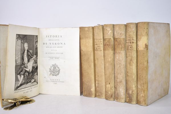 Carli, Alessandro: ISTORIA DELLA CITTÀ DI VERONA SINO ALL'ANNO MDXVII DIVISA IN UNDICI EPOCHE. TOMO PRIMO-SETTIMO. Verona, 1796, nella stamperia Giuliari.  - Asta Libri Rari & Manoscritti del XVI Secolo - Associazione Nazionale - Case d'Asta italiane