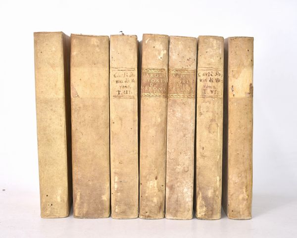 Carli, Alessandro: ISTORIA DELLA CITTÀ DI VERONA SINO ALL'ANNO MDXVII DIVISA IN UNDICI EPOCHE. TOMO PRIMO-SETTIMO. Verona, 1796, nella stamperia Giuliari.  - Asta Libri Rari & Manoscritti del XVI Secolo - Associazione Nazionale - Case d'Asta italiane