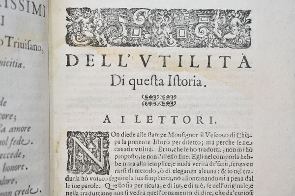 Casas, Bartolomé de las ISTORIA, O BREVISSIMA RELATIONE DELLA DISTRUTTIONE DELL'INDIE OCCIDENTALI; CONFORME AL SUO VERO ORIGINALE SPAGNUOLO STAMPATO IN SIVIGLIA, CON LA TRADUTTIONE IN ITALIANO DI FRANCESCO BERSABITA. In Venetia, 1626, presso Marco Ginammi.  - Asta Libri Rari & Manoscritti del XVI Secolo - Associazione Nazionale - Case d'Asta italiane