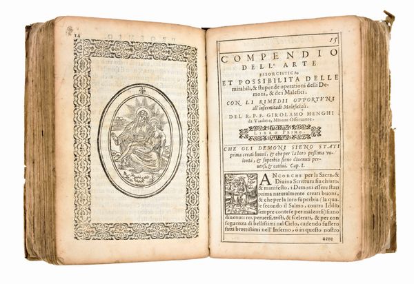 [Esorcismo] Menghi, Girolamo : Compendio dell'arte essorcistica, ... In Macerata, appresso Sebastiano Martellini, 1580. 2 opere in 1 volume.  - Asta Libri Rari & Manoscritti del XVI Secolo - Associazione Nazionale - Case d'Asta italiane