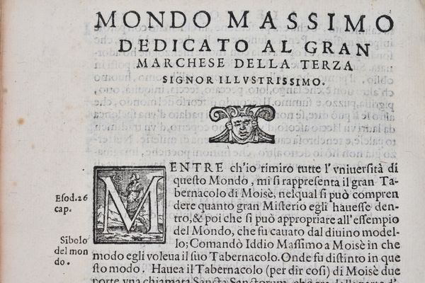 Doni, Anton Francesco MONDI CELESTI TERRESTRI ET INFERNALI. DE GLI ACCADEMICI PELLEGRINI. ESPURGATI CON PERMISSIONE DE' SUPERIORI, ET DA QUEL CHE IN LOR OFFENDER POTEVA IL LETTORE. Venezia, 1606, Gio. Battista Bertoni.  - Asta Libri Rari & Manoscritti del XVI Secolo - Associazione Nazionale - Case d'Asta italiane