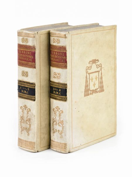 [Legatura alle armi] Perrone, Joannes : Praelectiones Theologicae quas habebat in Collegio Romano Joannes Perrone e Societate Jesu ab eodem in compendium redactae. Neapoli, 1845. Completo, 4 parti in 2 volumi.  - Asta Libri Rari & Manoscritti del XVI Secolo - Associazione Nazionale - Case d'Asta italiane