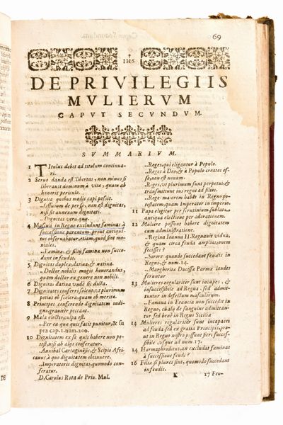 [DIRITTI DONNE] Rota, Carlo : Legalis Androgynus sive Tractatus de privilegijs mulierum... Haeredum Francisci Tomasii, Napoli 1663  - Asta Libri Rari & Manoscritti del XVI Secolo - Associazione Nazionale - Case d'Asta italiane