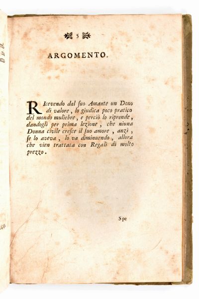 Lettere scritte da Donna di senno e di spirito per ammaestramento del suo amante. Giuseppe Barbieri, Ferrara 1737  - Asta Libri Rari & Manoscritti del XVI Secolo - Associazione Nazionale - Case d'Asta italiane