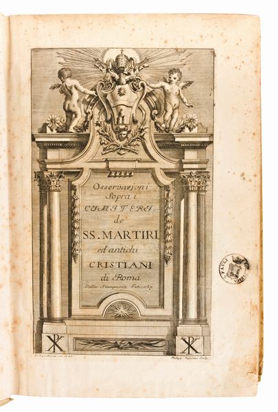 [Catacombe/Roma] Boldetti, Marcantonio: Osservazioni sopra i cimiteri de' santi martiri, ed antichi cristiani di Roma. In Roma, Maria Salvioni 1720  - Asta Libri Rari & Manoscritti del XVI Secolo - Associazione Nazionale - Case d'Asta italiane