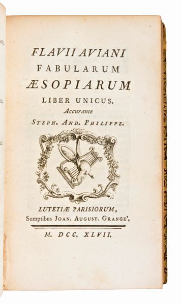 [Favola/Morale] Phaedrus : Phaedri Augusti Liberti Fabulae.. & Flavi Ariani Fabularum AesopiarumParigi, Joan August Grange' 1748-47  - Asta Libri Rari & Manoscritti del XVI Secolo - Associazione Nazionale - Case d'Asta italiane