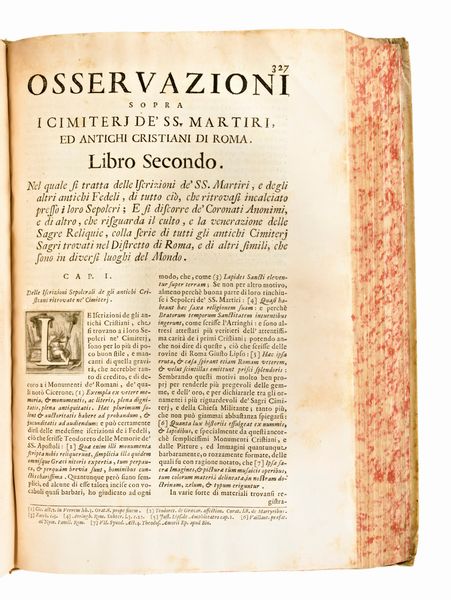 [Catacombe/Roma] Boldetti, Marcantonio: Osservazioni sopra i cimiteri de' santi martiri, ed antichi cristiani di Roma. In Roma, Maria Salvioni 1720  - Asta Libri Rari & Manoscritti del XVI Secolo - Associazione Nazionale - Case d'Asta italiane