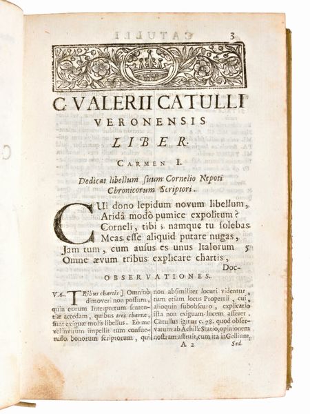 [Classici Latini] Volpi, Giovanni Antonio : C. Valerius Catullus, Albius Tibullus e.R. Sex. Aurelius Propertius ex recensione Jo. Antonii Vulpii Bergomensis. Giuseppe Corona, Padova 1710  - Asta Libri Rari & Manoscritti del XVI Secolo - Associazione Nazionale - Case d'Asta italiane