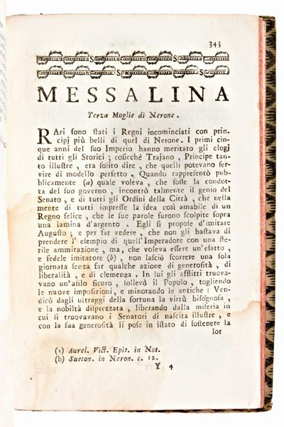 [Roma] de Serviez, Jacques Roergas : Storia della vita delle imperadrici romane, e delle principesse del loro sangue. In Venezia, Leonardo Bassaglia 1785-87  - Asta Libri Rari & Manoscritti del XVI Secolo - Associazione Nazionale - Case d'Asta italiane